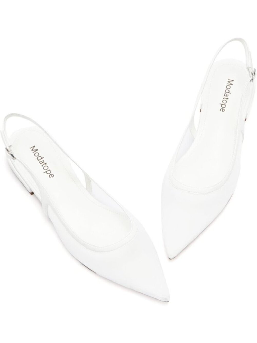 Women's White Mesh Slingback Flats Pointed Toe Classic Sandals Buckle Shoes